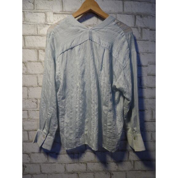 Vince Tonal Stripe Vneck Drapey Button Down Blouse Small NEW - Picture 7 of 9